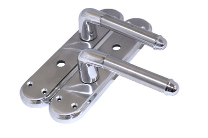 Marina Door Handle Two Tone Bathroom Lock Lever - Chrome and Satin
