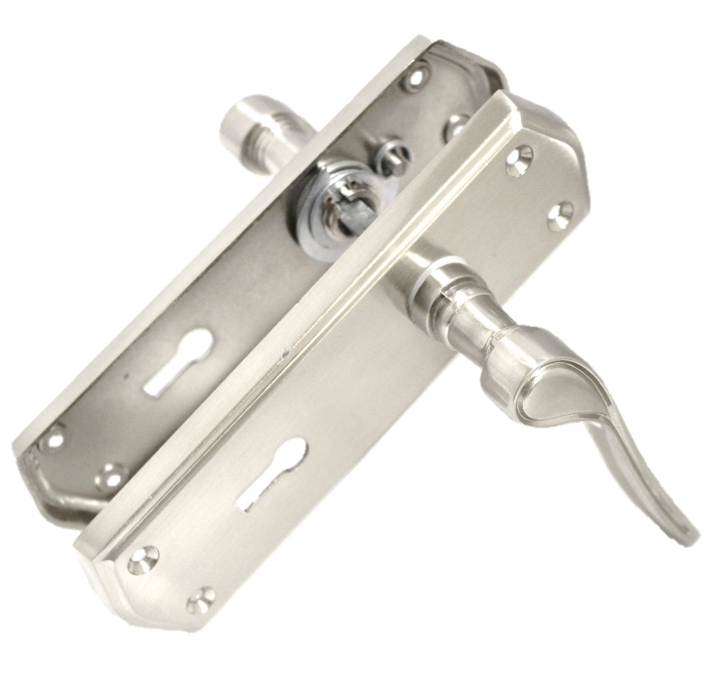 Poignées de porte Stellar à levier à défilement et serrure interne - Satin 170 mm x 50 mm