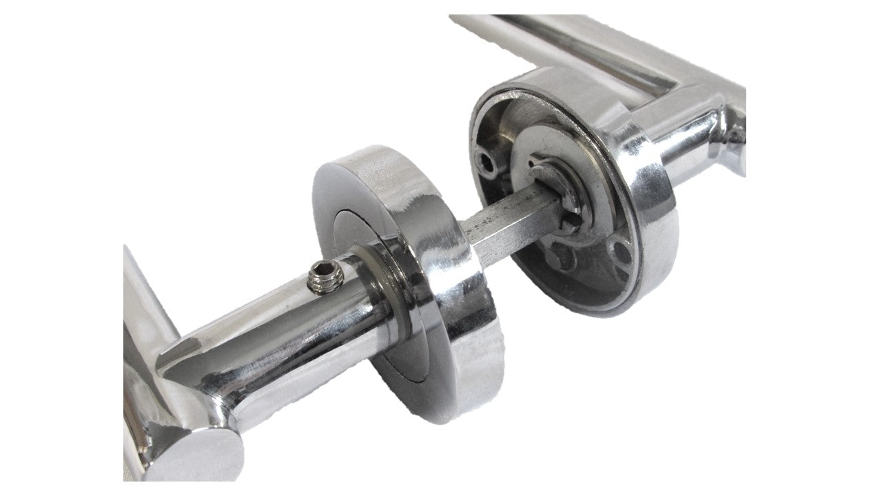 T Bar ROUND ROSE MODERN Door Handle - TUBULAR LATCH Chrome Door Pack