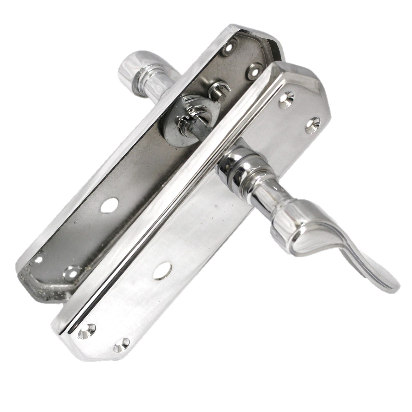 Poignées de porte de salle de bain CHROME Stellar sur plaque arrière + serrure de baignoire