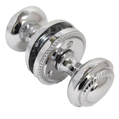 Door Knobs Round Georgian Roped Mortice Knob - Chrome Polished 62mm