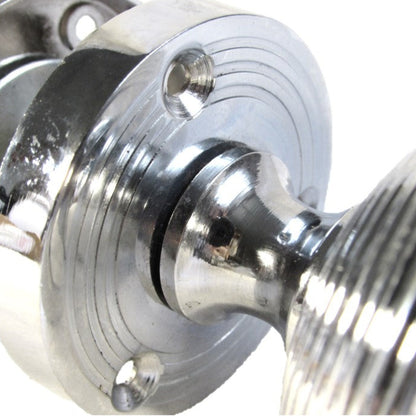 Boutons de porte ronds cannelés à mortaise - Serrure à clé chromée 56 mm