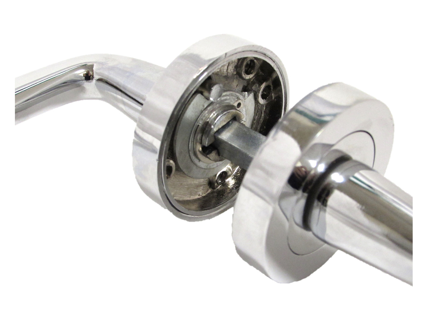 Carla Door Handles Latch Curved Lever on Rose - Chrome 125mm