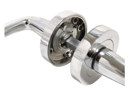 Carla Door Handles Latch Curved Lever on Rose - Chrome 125mm