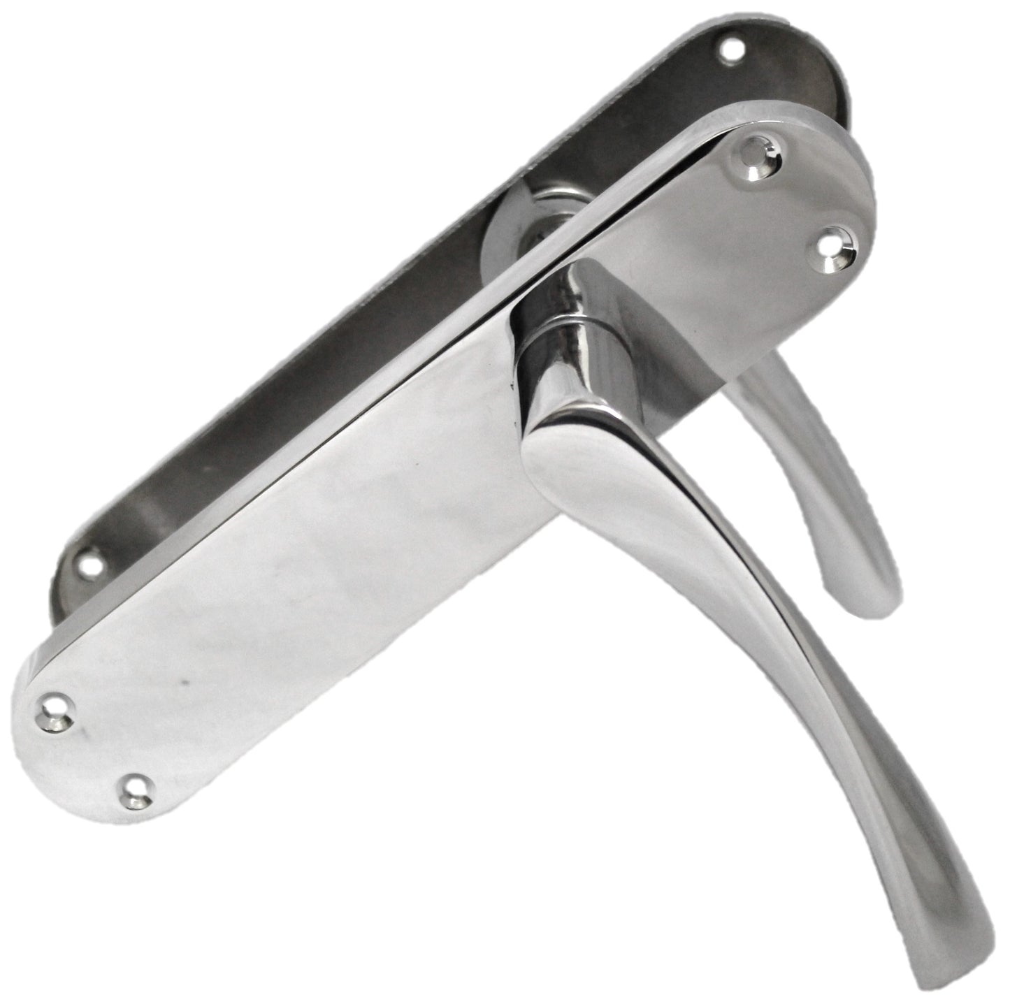 2 Pairs MODERN ARCHED LATCH DOOR HANDLE CHROME - FULL DOOR PACK