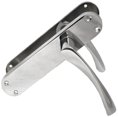 2 Pairs MODERN ARCHED LATCH DOOR HANDLE CHROME - FULL DOOR PACK
