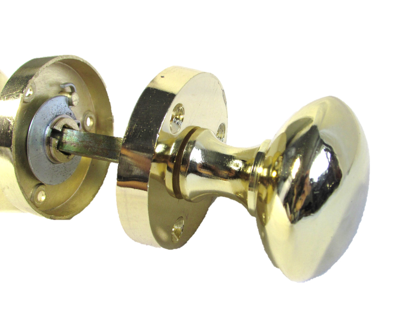 Boutons de porte ronds victoriens à mortaise à ressort - Laiton 56 mm