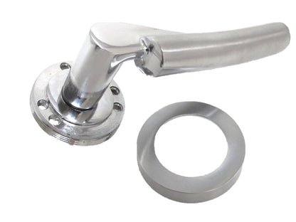 Verona Door Handles Latch Lever on Rose Duo - Chrome Satin 120mm