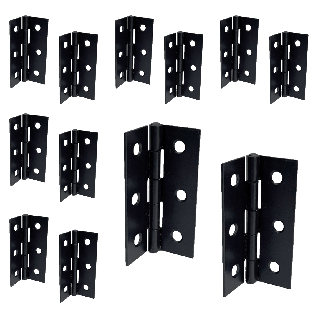 Charnières de porte noires mates de 75 mm (3 po) - Pack multiple