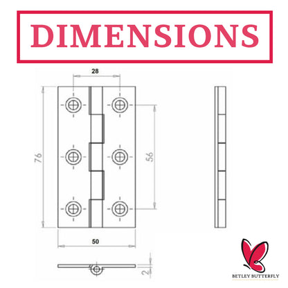 Marketplace JPG companion for 3" (75mm) Butt Hinges - Nickel Plate Door Hinges - Multi Pack - 2"