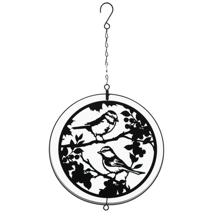 Blue Tit Bird Silhouette Hanging Orbit Spinner - Black - 39cm x 23cm