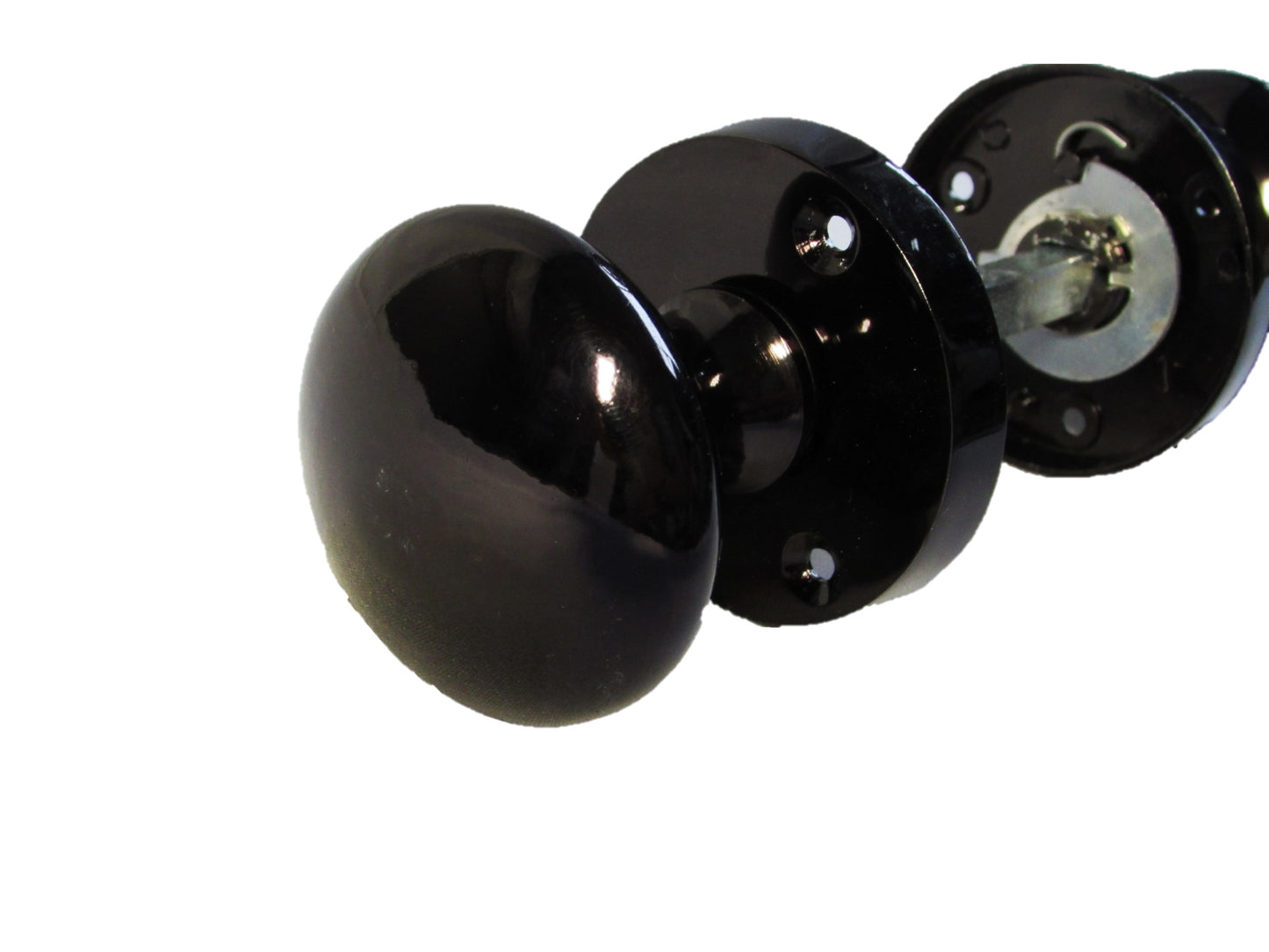 Boutons de porte ronds victoriens à mortaise à ressort - Nickel noir 56 mm