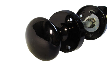 Boutons de porte ronds victoriens à mortaise à ressort - Nickel noir 56 mm