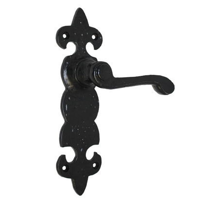 Antique Fleur De Lys Black Door Handle Latch Lock Bathroom Handles