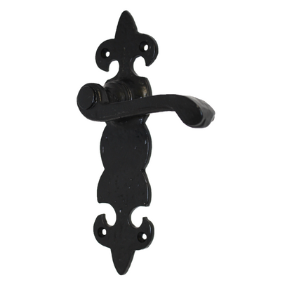 Antique Fleur De Lys Black Door Handle Latch Lock Bathroom Handles