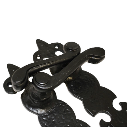 Antique Fleur De Lys Black Door Handle Latch Lock Bathroom Handles