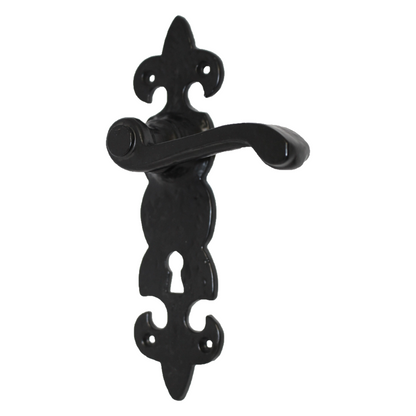 Antique Fleur De Lys Black Door Handle Latch Lock Bathroom Handles