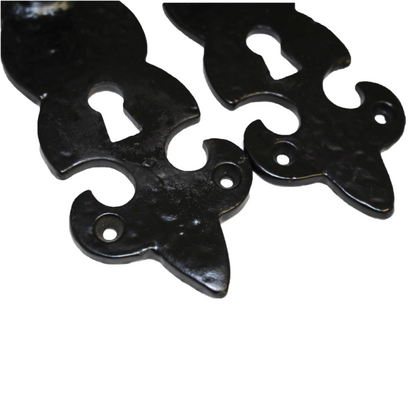 Antique Fleur De Lys Black Door Handle Latch Lock Bathroom Handles