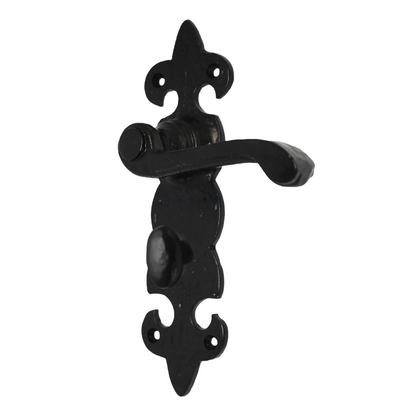 Antique Fleur De Lys Black Door Handle Latch Lock Bathroom Handles