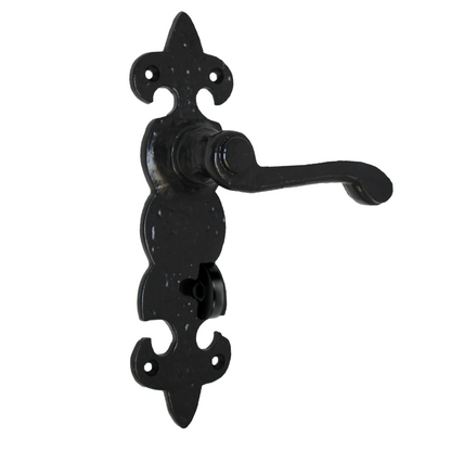 Antique Fleur De Lys Black Door Handle Latch Lock Bathroom Handles