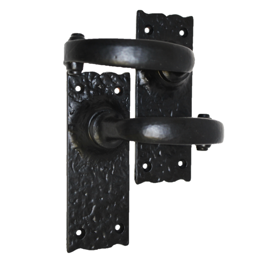 Antique Black Cast Iron Victorian Door Handle Latch Lock Bathroom Handles