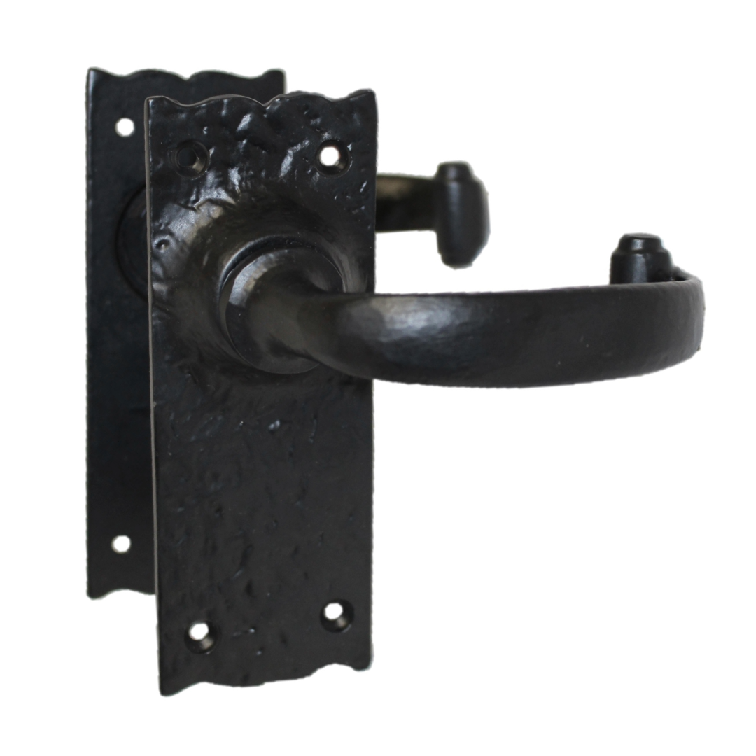 Antique Black Cast Iron Victorian Door Handle Latch Lock Bathroom Handles