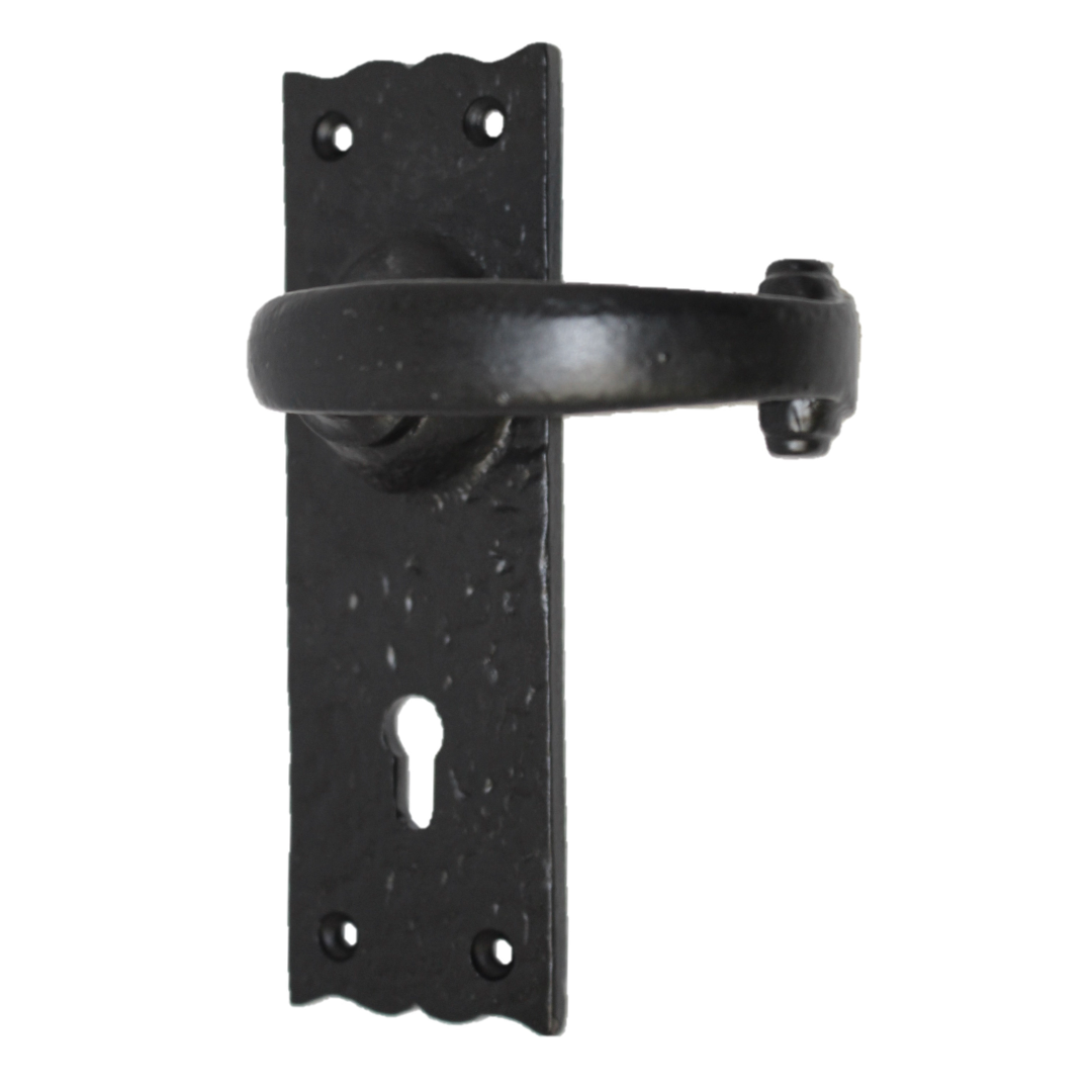 Antique Black Cast Iron Victorian Door Handle Latch Lock Bathroom Handles