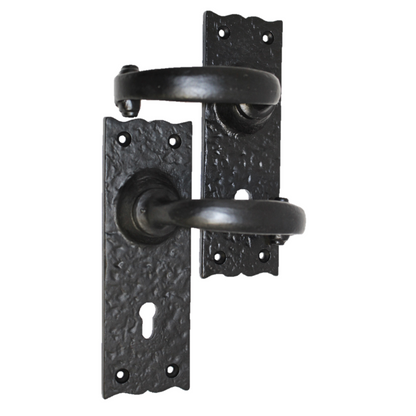 Antique Black Cast Iron Victorian Door Handle Latch Lock Bathroom Handles