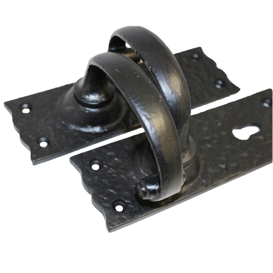 Antique Black Cast Iron Victorian Door Handle Latch Lock Bathroom Handles