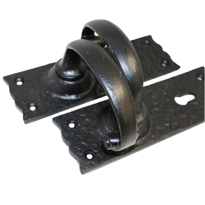 Antique Black Cast Iron Victorian Door Handle Latch Lock Bathroom Handles