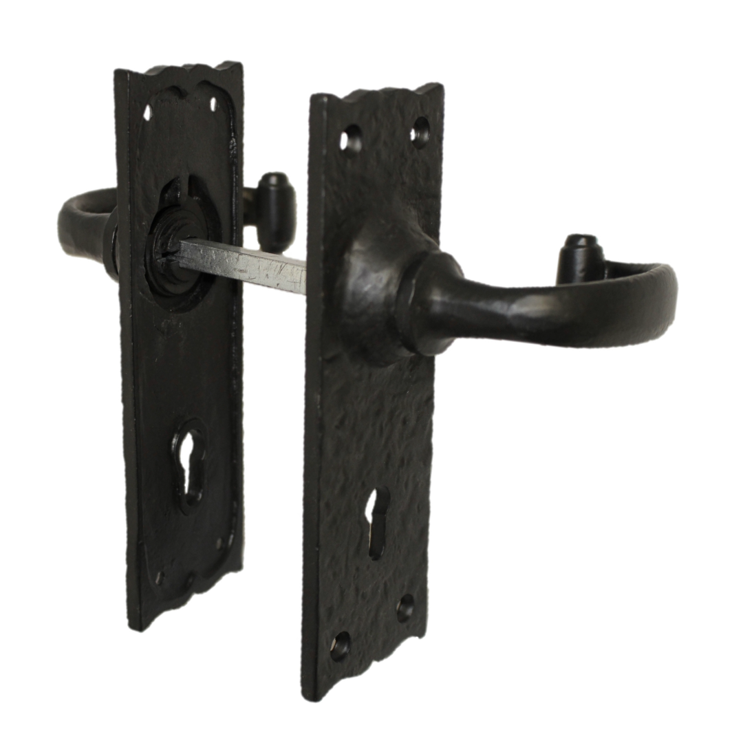 Antique Black Cast Iron Victorian Door Handle Latch Lock Bathroom Handles