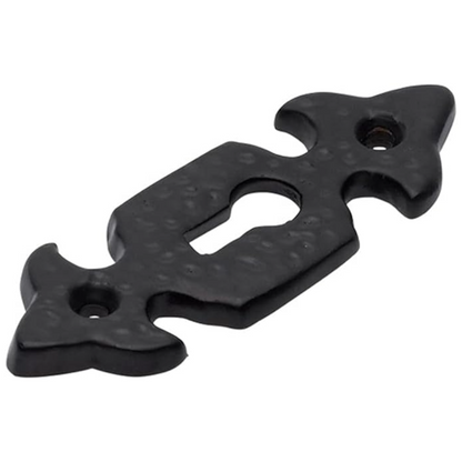 Escutcheon Keyhole Black Cast Iron Cover Door Lock Accessory Fleur-de-Lys