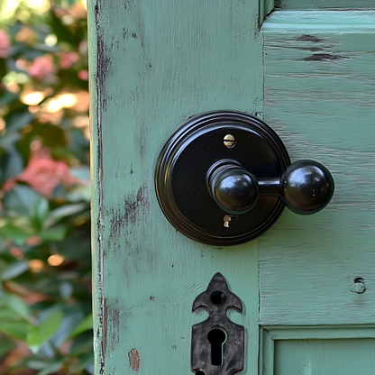 Escutcheon Keyhole Black Cast Iron Cover Door Lock Accessory Fleur-de-Lys