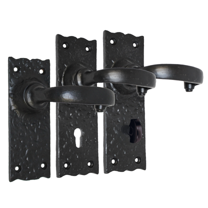 Antique Black Cast Iron Victorian Door Handle Latch Lock Bathroom Handles