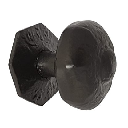Bouton de porte central octogonal en fonte noire antique de qualité supérieure, avec ferrures