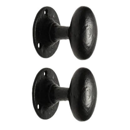 Antique Black Oval Mortice Door Knob Set, Cast Iron Traditional Rustic Door Handles