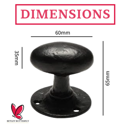Antique Black Oval Mortice Door Knob Set, Cast Iron Traditional Rustic Door Handles