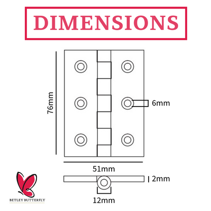 Charnières de porte nickelées de 75 mm (3 po) - Pack multiple