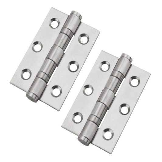 3" (76mm) Stainless Steel Ball Bearing Butt Hinges - Chrome Door Hinges with Screws
