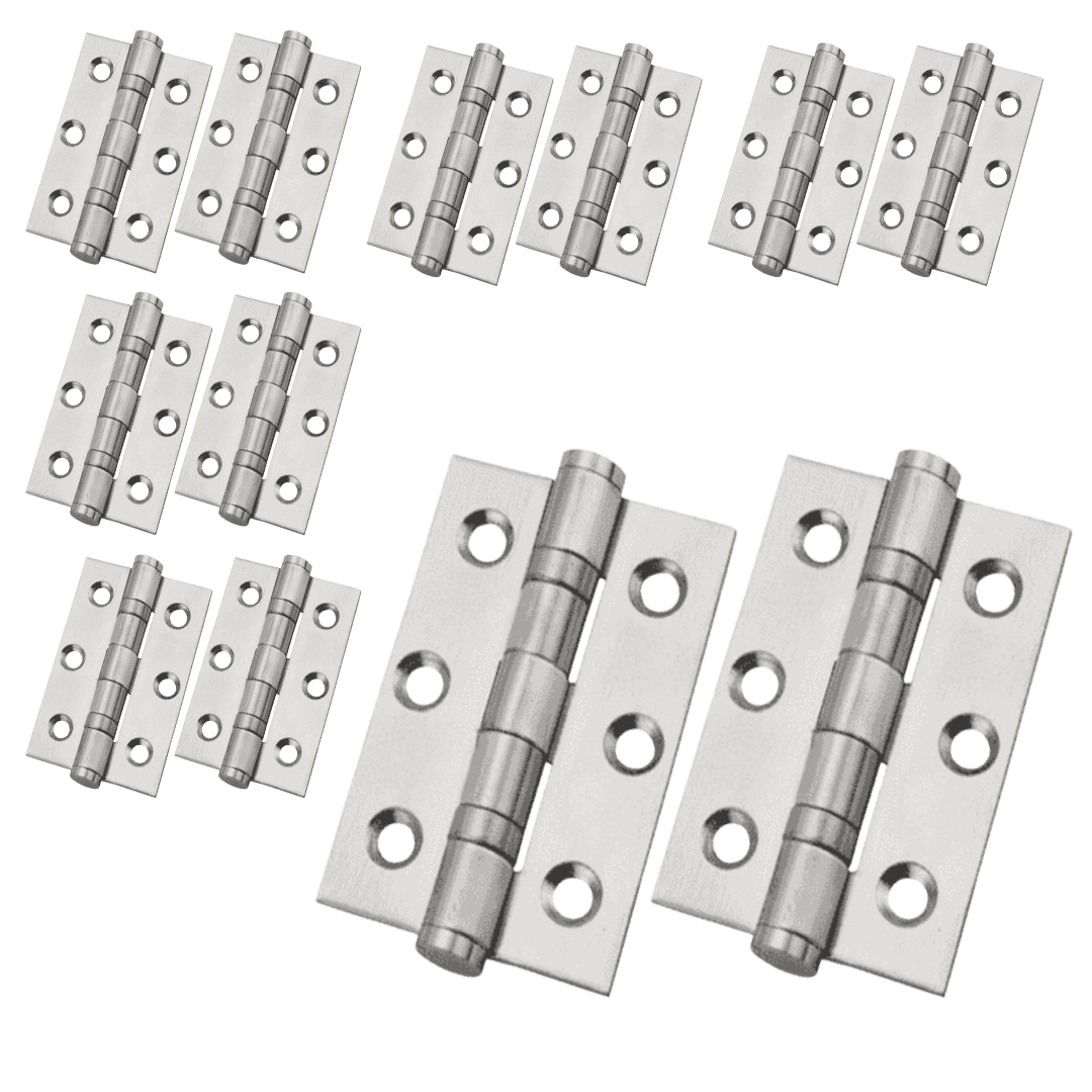 Charnières de porte nickelées de 75 mm (3 po) - Pack multiple