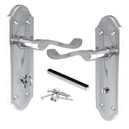 Poignées de porte de salle de bain Ashford, lot de 1, 4 ou 6 paires, chromées, avec levier à défilement