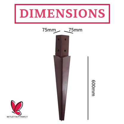 Bolt Grip Drive-In Fence Post Support 24" 36" Spike - Epoxy Brown for 3" 4" Wooden Posts