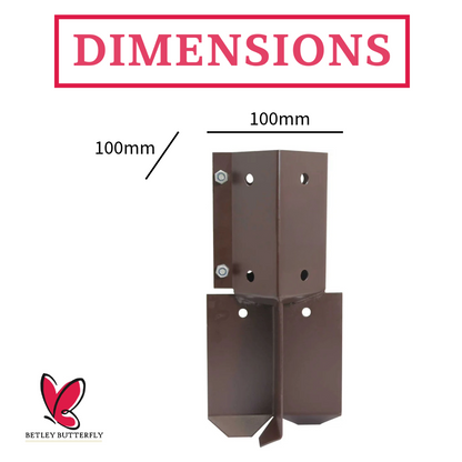 Bolt Grip Fence Post Support to Concrete In - Epoxy Brown for 3" 4" Wooden Posts