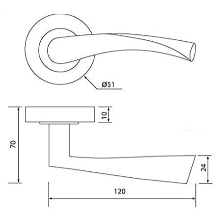 MODERN SATIN NICKLE & CHROME DUAL DOOR HANDLE Rose aztec and Astrid style