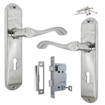 Marketplace JPG companion for Cadenza Door Handles on Backplate Chrome Scroll Sash Lock Set
