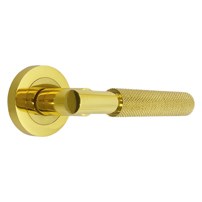 Poignées de porte moletées tournantes en chrome poli, levier sur rosace ronde, poignée de loquet de luxe