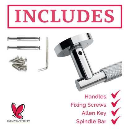 Poignées de porte moletées tournantes en chrome poli, levier sur rosace ronde, poignée de loquet de luxe