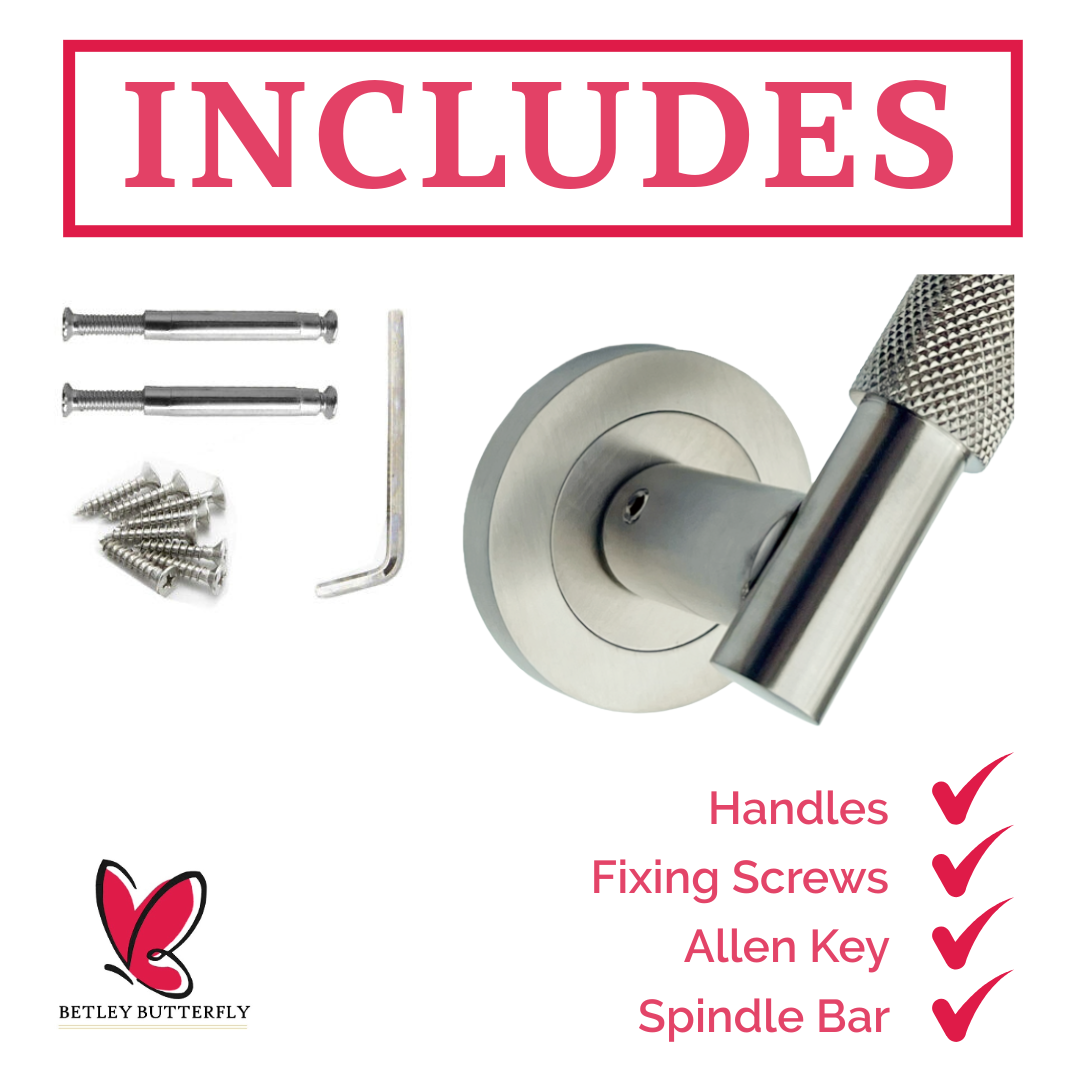 Poignées de porte moletées tournantes à levier satiné sur rosace ronde, poignée de loquet de luxe