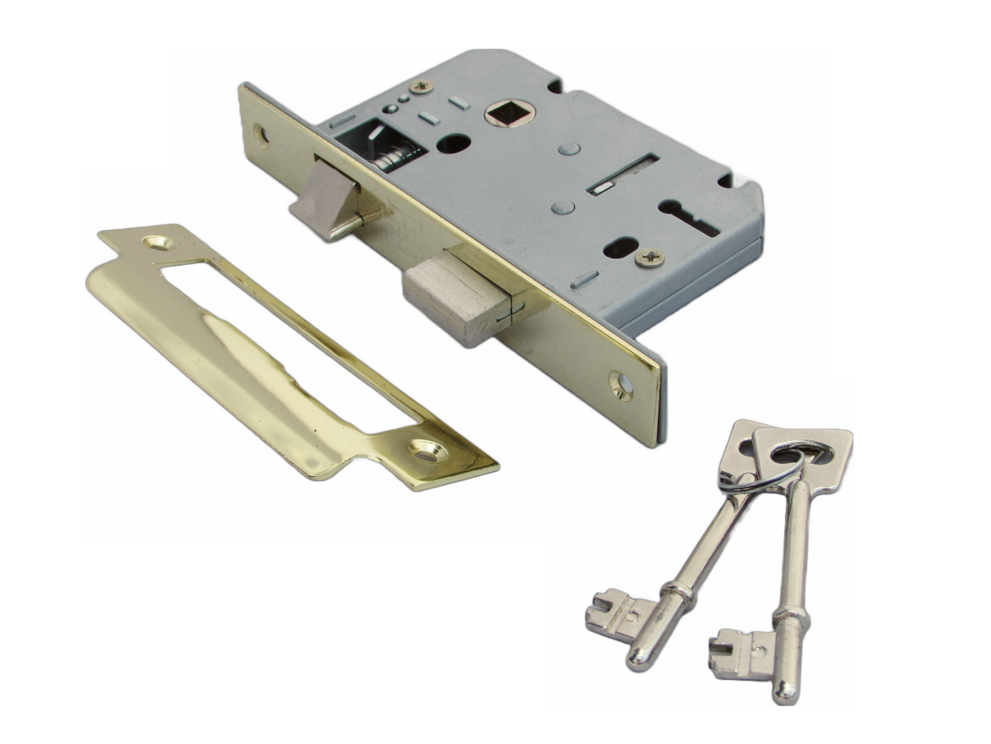 3 Lever Mortice Brass Sash Lock Key 3" 76mm Bolt Through Reversible Bathroom Handle Locks