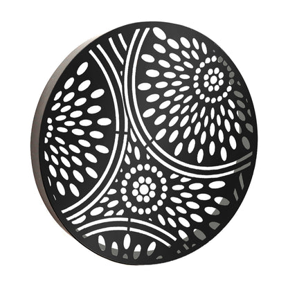 Round Morroccan Solar Wall Panel Metal LED Garden Decor